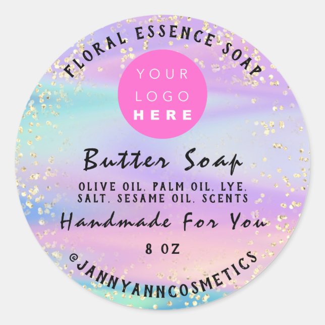 Sticker Rond Beurre Soap Cosmétiques Holographe fait main Logo  (Devant)
