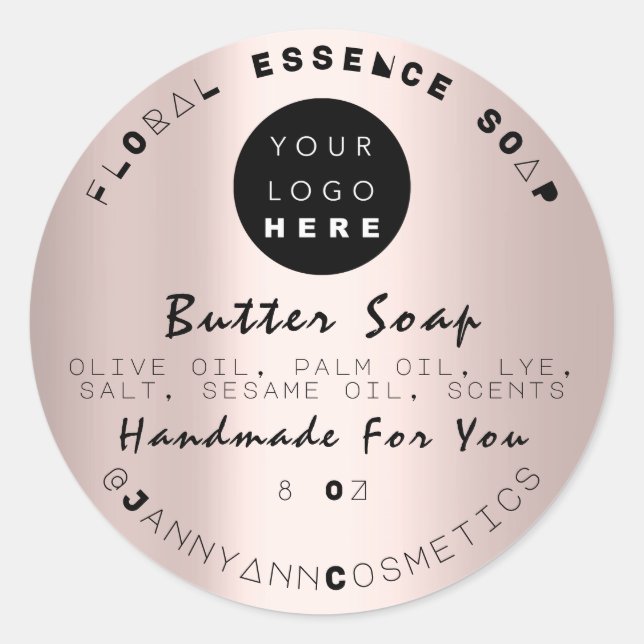 Sticker Rond Beurre Soap Cosmétiques Unique Rose fait main Soci (Devant)