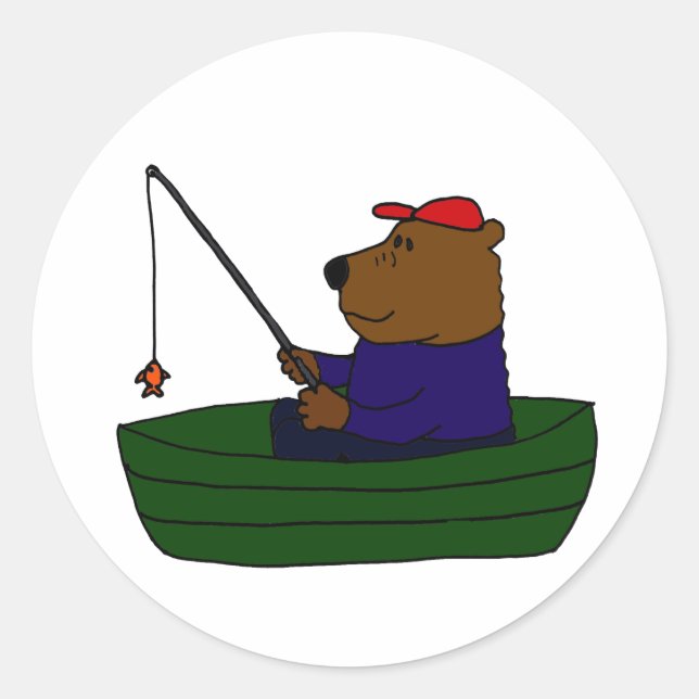 Sticker Rond BF - Amusant Bear Fishing Design (Devant)