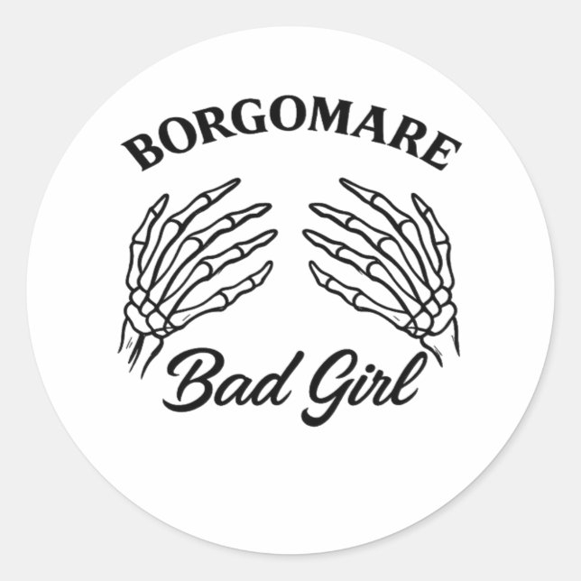 Sticker Rond Bgm Bad Girl - Skeleton Heart Mains (Devant)