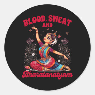 Sticker Rond Bharatanatyam Dansant Sang Indien Une Sueur Et Bha