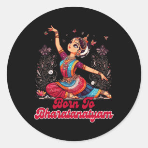 Sticker Rond Bharatanatyam Danseur Indien Né À Bharat