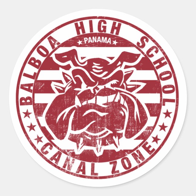 Sticker Rond BHS Bulldogs (patiné - rouge) (Devant)