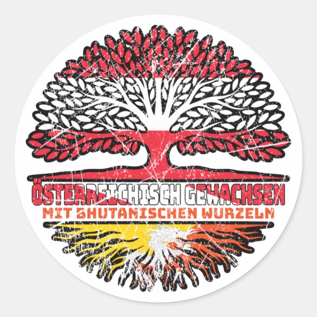 Sticker Rond Bhutanisch Österreichisch Österreich Baum (Devant)