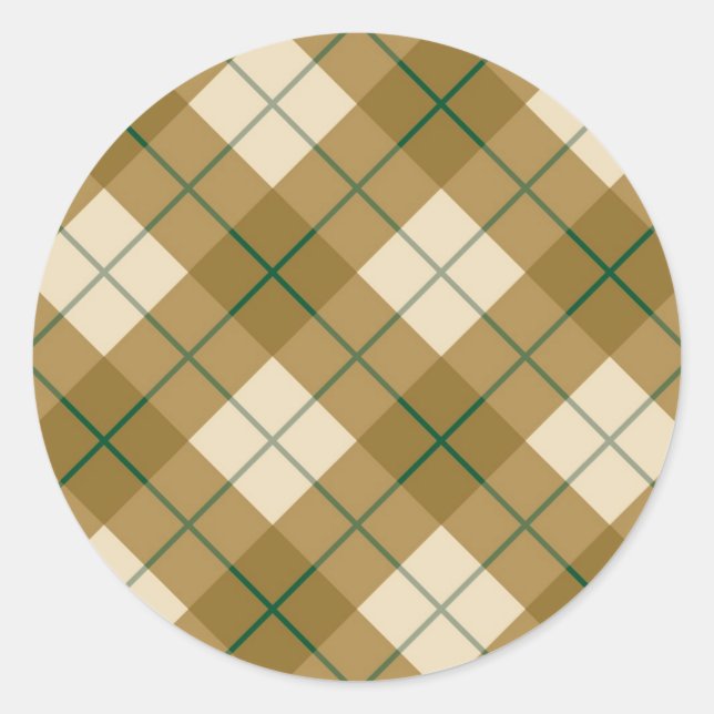 Sticker Rond Bias Plaid en or et Green Stripe (Devant)