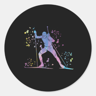Sticker Rond Biathlète Biathlon de ski nordique 4