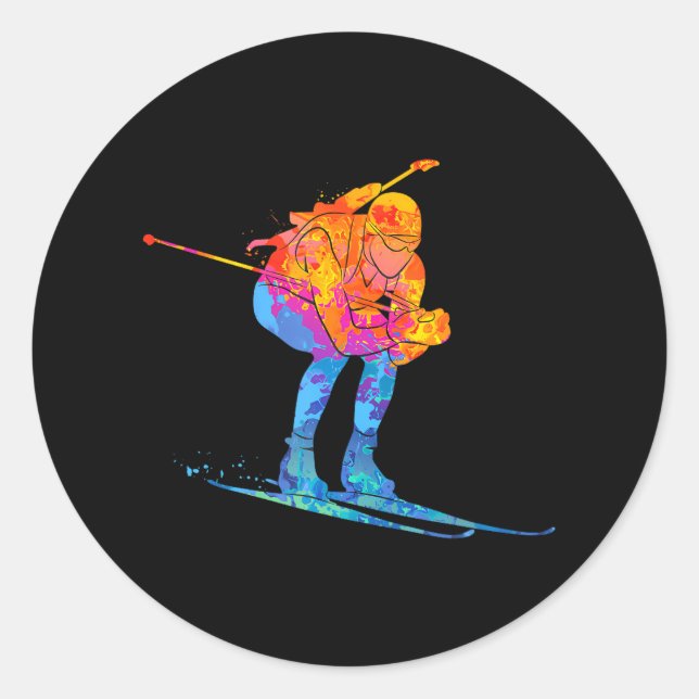 Sticker Rond Biathlète Ski Biathlon (Devant)