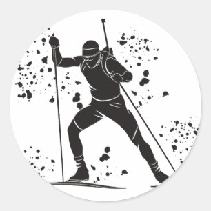 Sticker Rond Biathlète Ski nordique Biathlon _27 