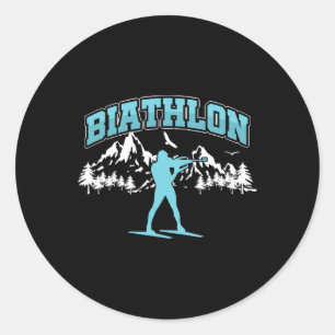 Sticker Rond Biathlon Biathlet Athlètes Sports d'hiver Tir