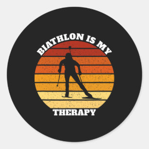 Sticker Rond Biathlon Biathlonist est ma thérapie
