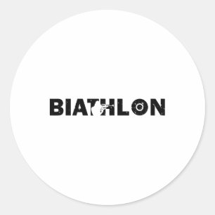 Sticker Rond Biathlon Drôle Biathlète Tir Ski Cible Sp