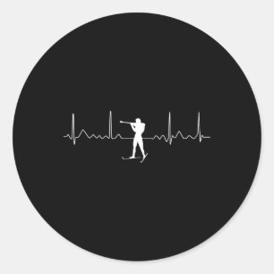Sticker Rond Biathlon Heartbeat - Skiing Slogan Shooting Biathl