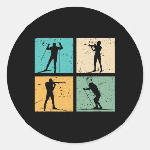 Sticker Rond Biathlon Ski de fond Ski de fond Biathlète Gif