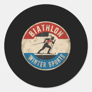 Sticker Rond Biathlon Sport hivernal Ski Riffle tir Biath
