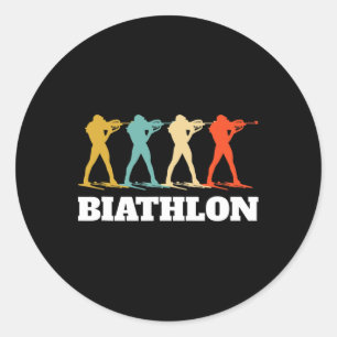 Sticker Rond Biathlon Vintage rétro Biathloniste
