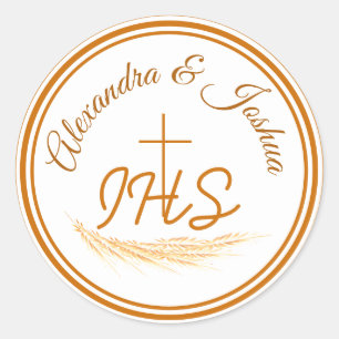 Sticker Rond Bible catholique encadrée Verse Mariage Classic Ro