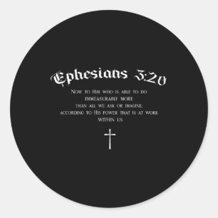 Sticker Rond Bible chrétienne Verse Ephésiens 3_20 Priez Power