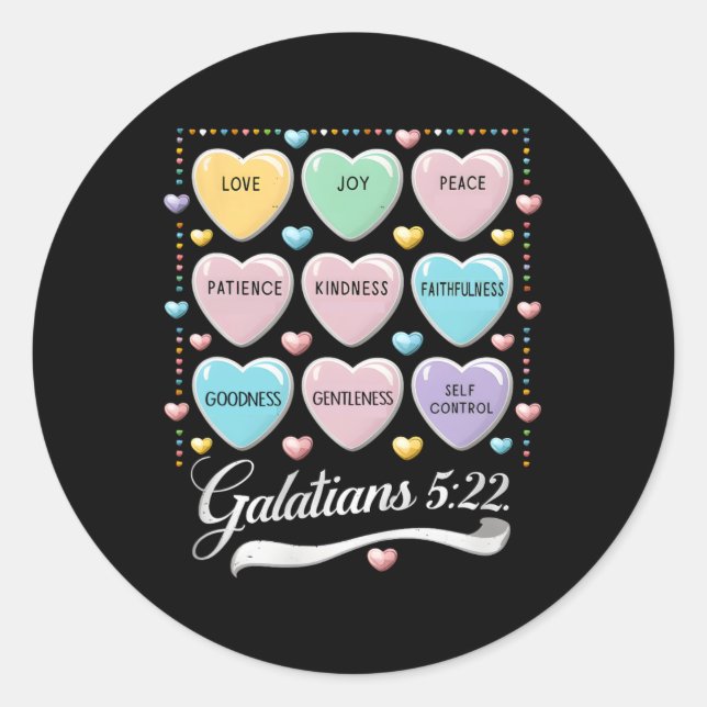 Sticker Rond Bible Christian Valentine Galates 5 22 Conversat (Devant)