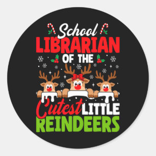 Sticker Rond Bibliothécaire De La Cutest Reindeers Christmas Sc