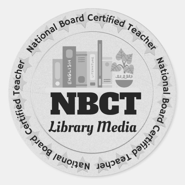 Sticker Rond Bibliothèque d'enseignants du NBCT Médias Conseils (Devant)