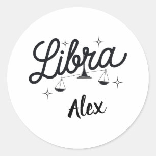 Sticker Rond Bibliothèque personnalisée Zodiac Sign Art