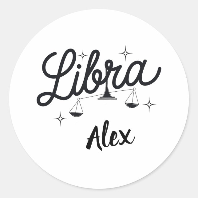 Sticker Rond Bibliothèque personnalisée Zodiac Sign Art (Devant)