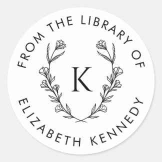 Sticker Rond Bibliothèque ronde initiale de la couronne végétal