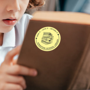 Sticker Rond Bibliothèque Scolaire Lis-le, Adore-le, Retourne-l