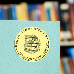 Sticker Rond Bibliothèque Scolaire Lisez-le, Adorez-le, Rendez-