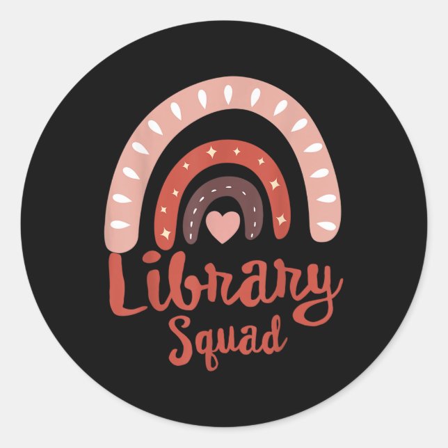 Sticker Rond Bibliothèque Squad School Squad Librarian Livre de (Devant)