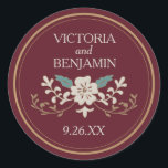 Sticker Rond Bibliothèque vintage<br><div class="desc">livre de bibliothèque vintage inspiré design mariage par Shelby Allison. Cliquez sur le lien ci-dessous pour voir l'ensemble de la collection de livres de bibliothèque qui comprend les invitations correspondants,  les cartes rsvp,  les timbres-poste et bien plus encore.</div>
