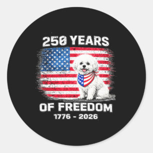 Sticker Rond Bichon Frise 250 Ans Anniversaire Amérique 250ème