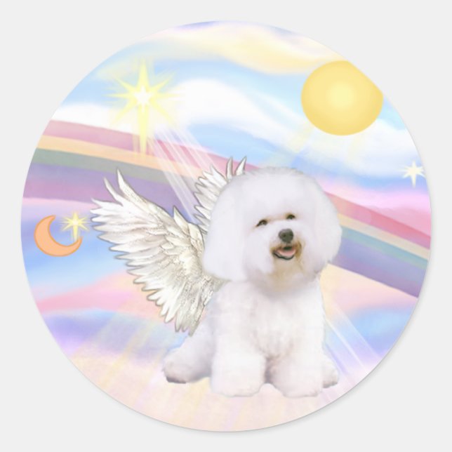 Sticker Rond Bichon Frise Ange (Devant)