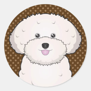 Sticker Rond Bichon Frise Chien Cartographie Paws
