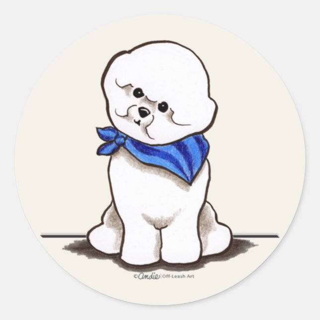 Sticker Rond Bichon Frise Sailor Boy Blue (Devant)