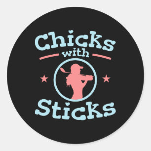 Sticker Rond Bicks Avec Bâtons Golf Club Femmes