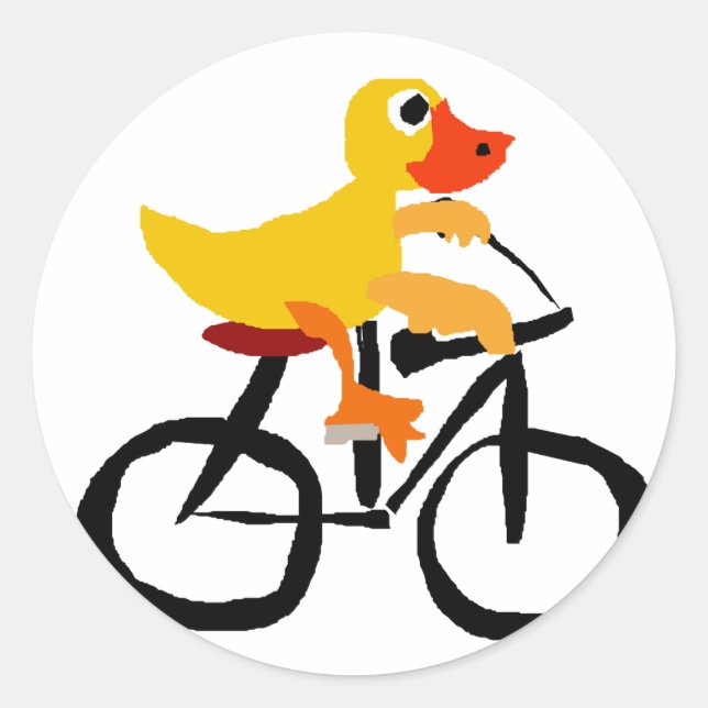 Sticker Rond Bicyclette amusant canard jaune (Devant)