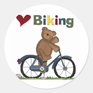 Sticker Rond Bicyclette bleue I Love Vélo Tshirts et cadeaux