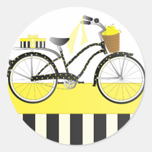 Sticker Rond Bicyclette de point de polka