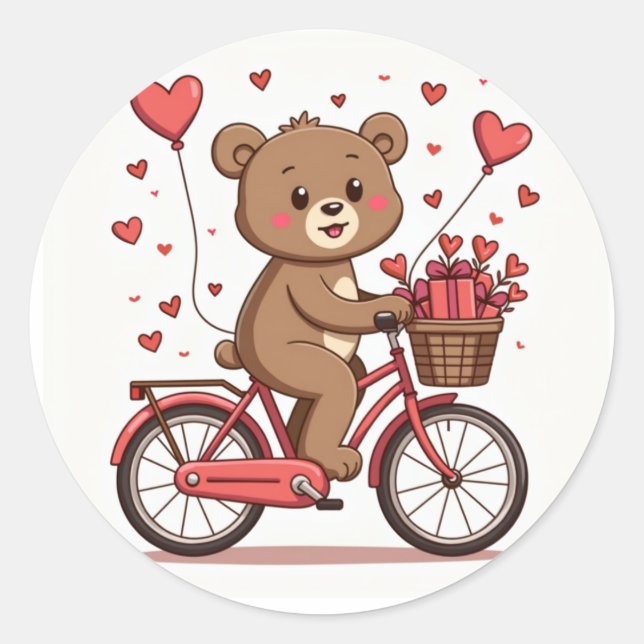 Sticker Rond Bicyclette d'équitation avec cadeaux en forme de c (Devant)