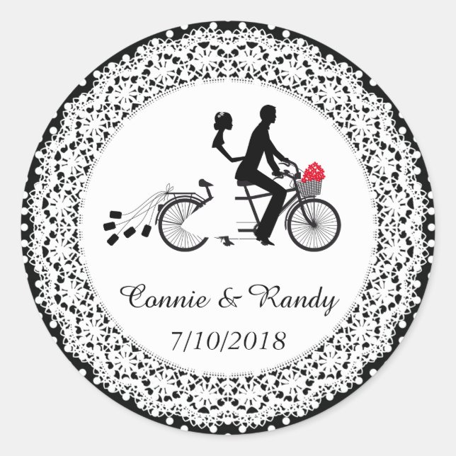 Sticker Rond Bicyclette Mariage Tandem (Devant)