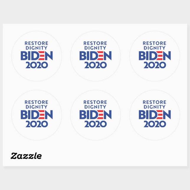 Sticker Rond BIDEN 2020 - Restaurer la dignité (Feuille)