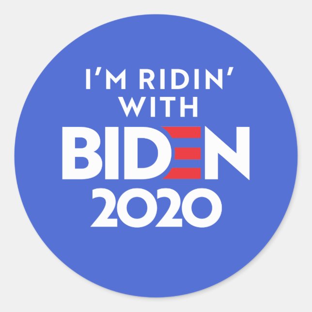 Sticker Rond BIDEN 2020 - Ridin avec Biden (Devant)