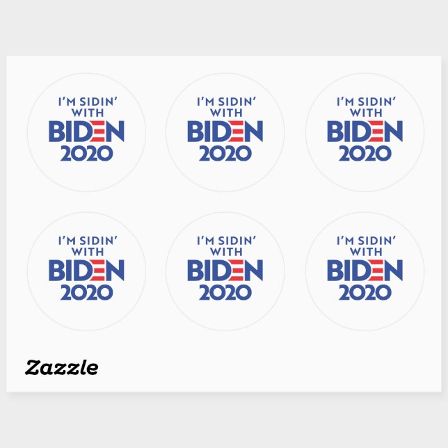 Sticker Rond BIDEN 2020 - Sidin' avec Biden (Feuille)