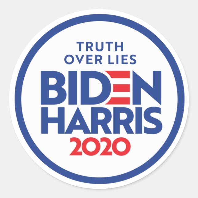 Sticker Rond BIDEN HARRIS 2020 : La vérité sur les mensonges (Devant)