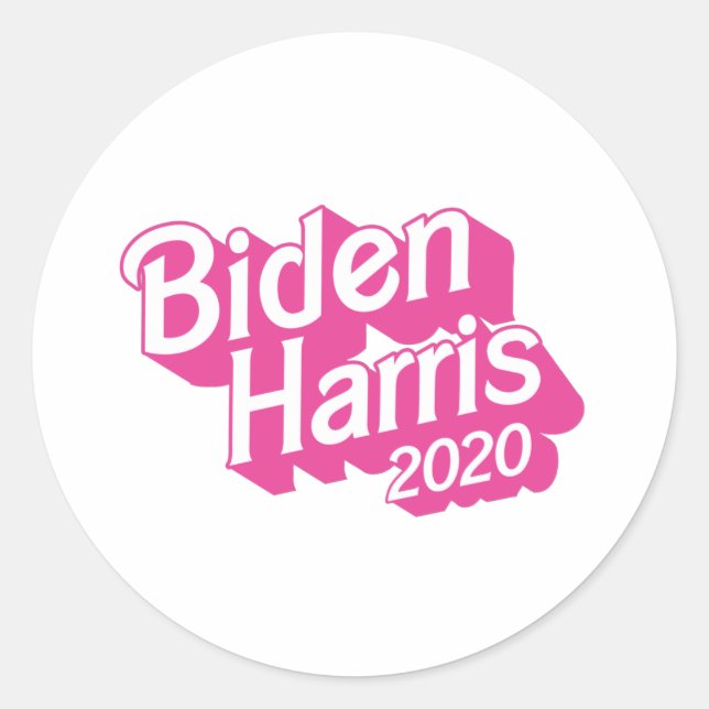 Sticker Rond Biden Harris 2020 Pink Pride (Devant)
