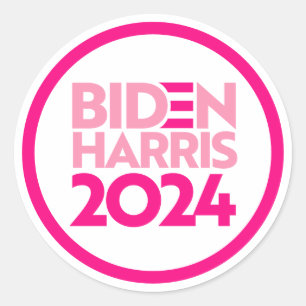 Sticker Rond Biden Harris 2024 en rose
