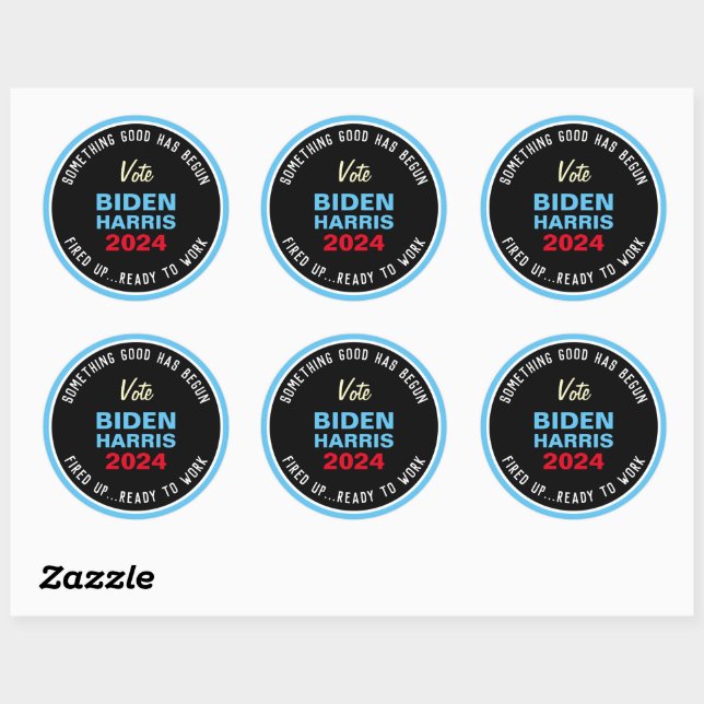 Sticker Rond BIDEN HARRIS 2024 Quelque chose de bon a commencé (Feuille)