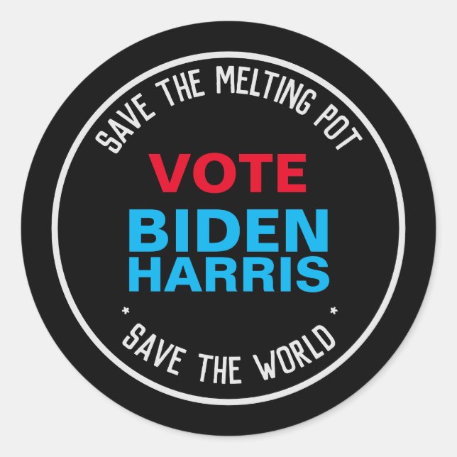 Sticker Rond Biden Harris 2024 Sauvez Le Pot De Fonte (Devant)