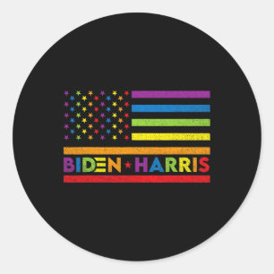 Sticker Rond Biden Kamala Harris 2020 Gay pride arc-en-ciel Lgb